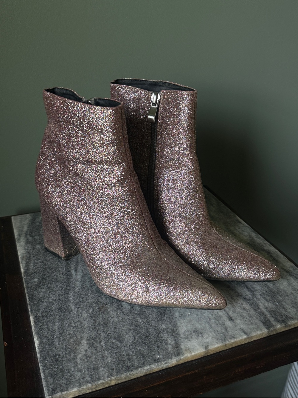 Public Desire Empire glitter heeled ankle boots - Size UK4